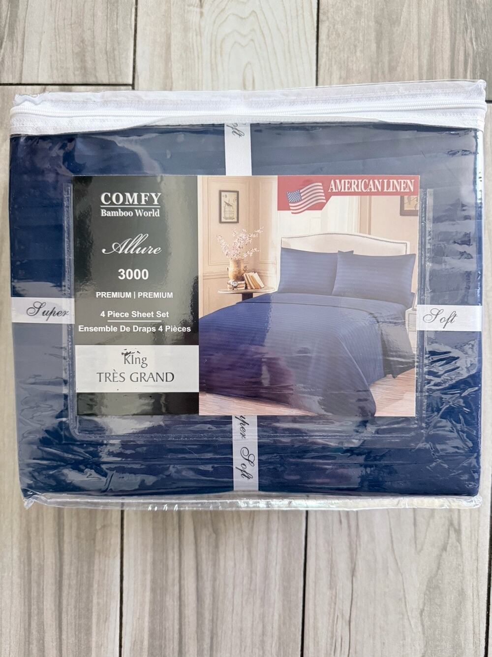 Allure Comfy Bamboo Premium Navy Blue King Size Bedsheet Set Brand New